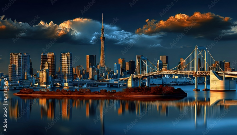 Obraz premium Panoramic city skyline at twilight