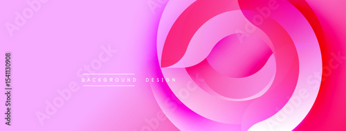 Abstract pink design. Overlapping circles create dynamic visual flow. Gradient hues offer modern aesthetic. Minimalist style.