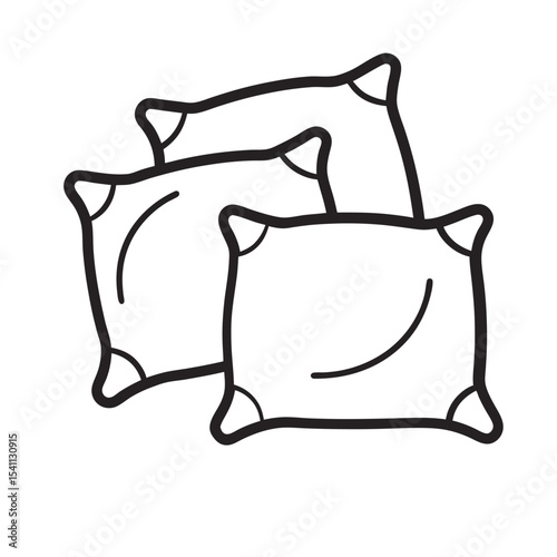 "pillows cushions outline vector icon"