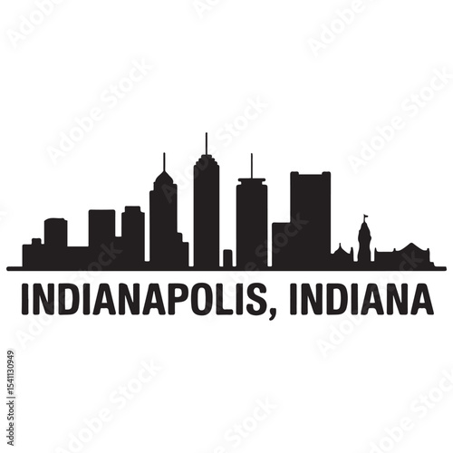 Indianapolis skyline horizontal banner. Indianapolis, Indiana. Vector template for your design. Vector black silhouette. with white background