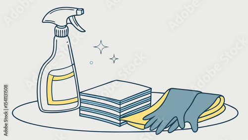 cleaning products and sponge