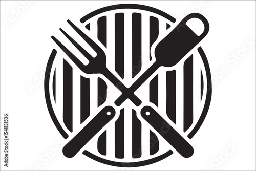  BBQ Grill and Food Silhouette Set – Summer Barbecue Vector Icons.