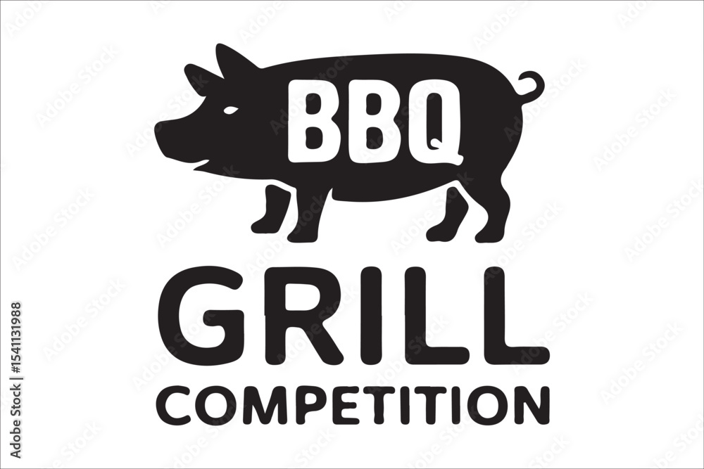 Obraz premium BBQ Grill and Food Silhouette Set – Summer Barbecue Vector Icons.