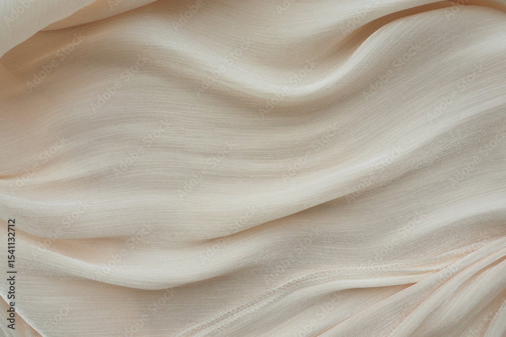 Fototapeta premium Soft beige fabric flowing gently with elegant texture