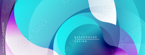 Abstract fluid shapes, vibrant blues, purples, whites create dynamic background. Modern design, smooth gradients offer visual interest.