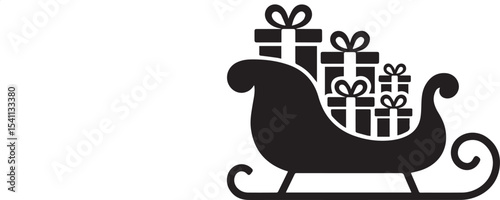 Santa claus sleigh filled with christmas presents