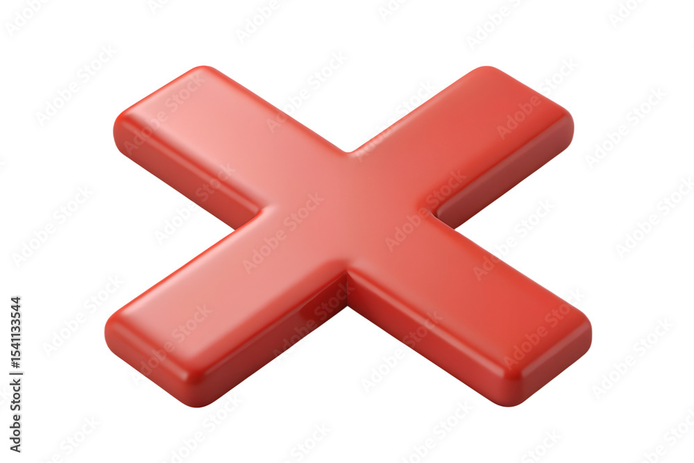 Obraz premium Glossy red x mark on a black background representing cancellation or error