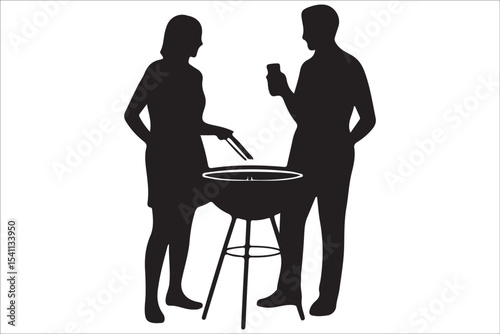  BBQ Grill and Food Silhouette Set – Summer Barbecue Vector Icons.