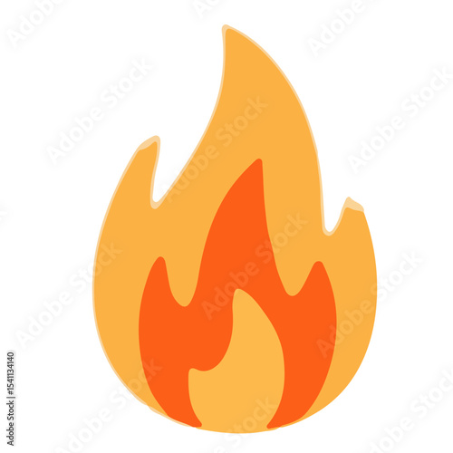 Illustration of a stylized flame with orange and yellow colors on a white background.