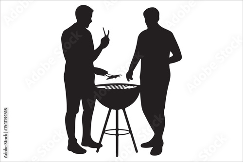  BBQ Grill and Food Silhouette Set – Summer Barbecue Vector Icons.