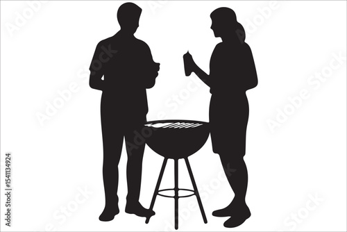  BBQ Grill and Food Silhouette Set – Summer Barbecue Vector Icons.