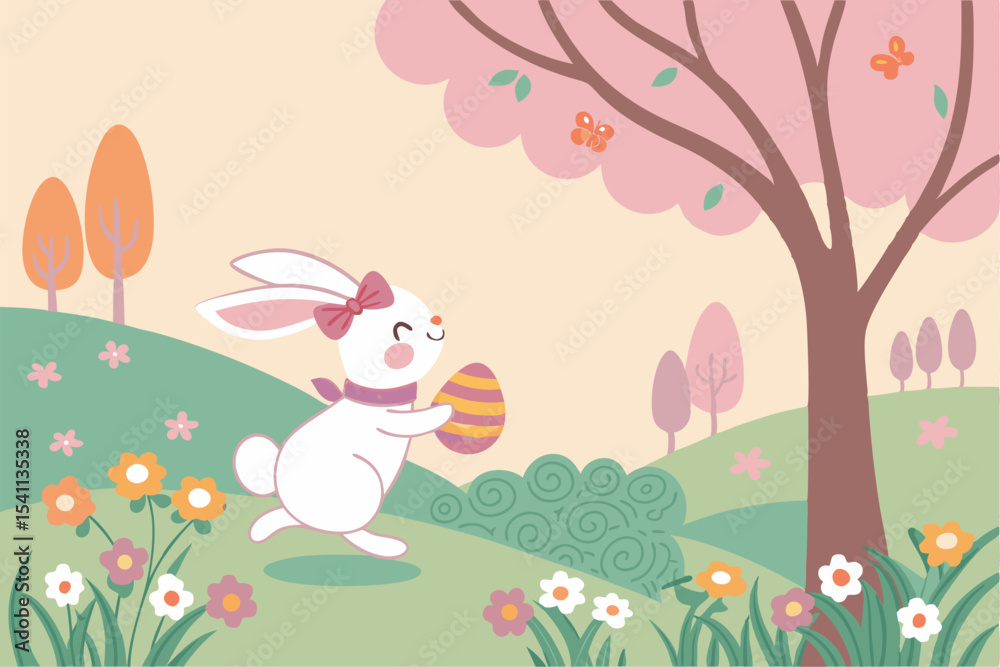 Fototapeta premium Shimmering Spring: Happy Easter Bunny Wonderland