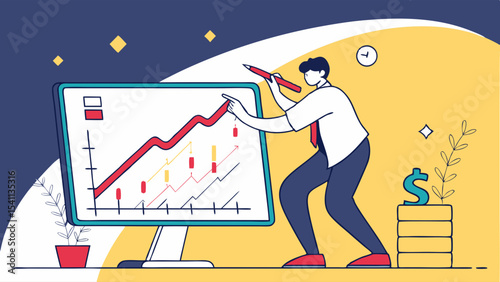 Businessman Analyzing Growth Chart and Financial Success.