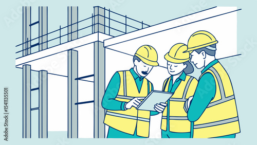 Construction Workers Conferring on a Project.
