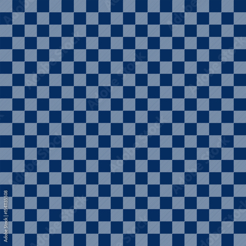 Seamless checkerboard pattern in blue color, resembling a fabric or paper texture.