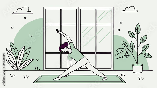 Person Practicing Yoga in a Peaceful Interior Space.