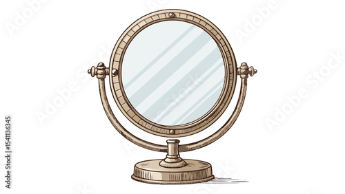 Barbershop Wall Mirror – Classic Round Grooming Vector Icon