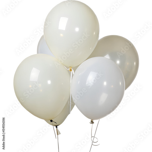 White balloons on transparent background