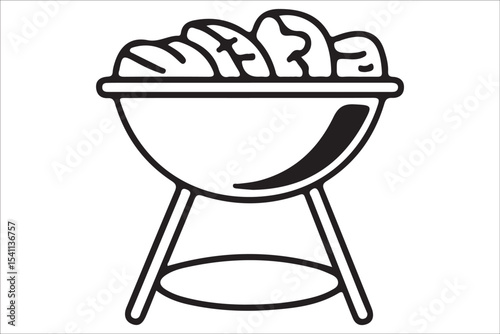 BBQ Grill and Food Silhouette Set – Summer Barbecue Vector Icons.