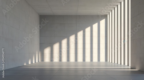 Minimalist Concrete Interior with Natural Light and Shadow Play in a Modern Architectural Space