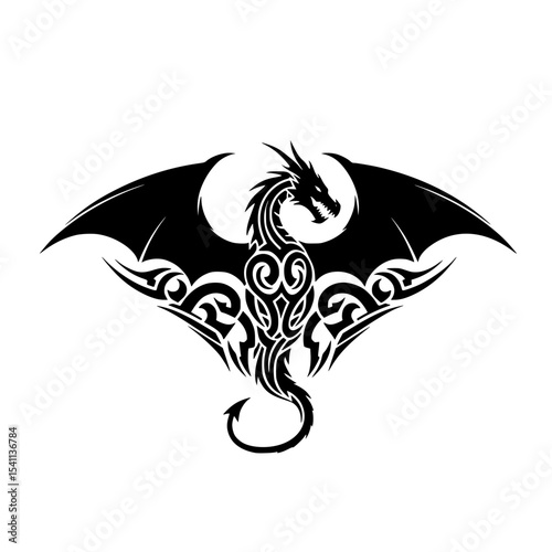 Tribal Dragon Design for Tattoos or Decals