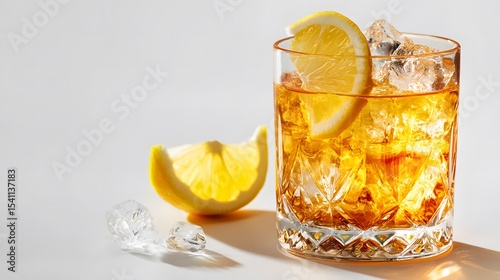 Iced Tea in Crystal Glass with Lemon