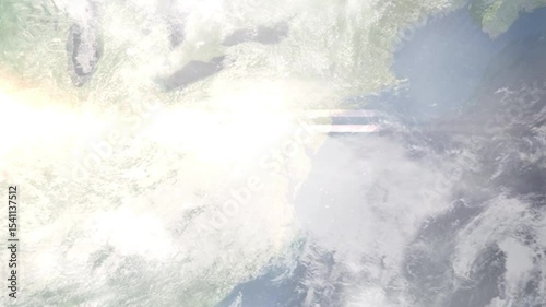 Earth zoom in from space and focus on Silver Spring, Maryland, USA. Background for travel intro or blog. Satellite view. 3D style Animation. Images from NASA.