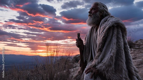 Bible legend of Abraham sacrificing his own son found in Genesis 22. Concept of strong christian faith and christianity