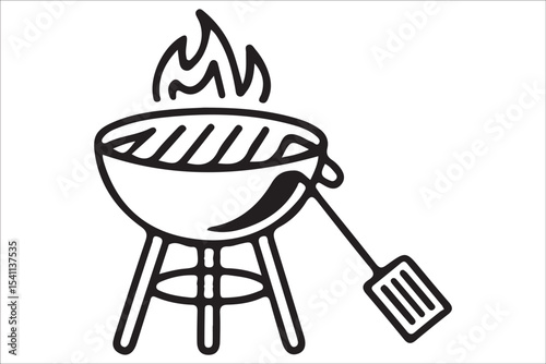 BBQ Grill and Food Silhouette Set – Summer Barbecue Vector Icons.