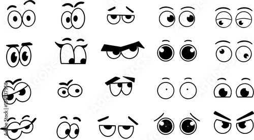 Vector Cartoon Eye Expressions Set Illustration