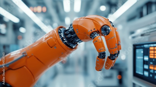 Robotic Hand with Advanced Mechanisms in a Futuristic Industrial Environment
