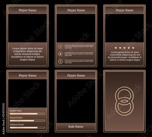 Complete game card set template with a gold color combination and a classic luxury theme, for design, branding, and other needs