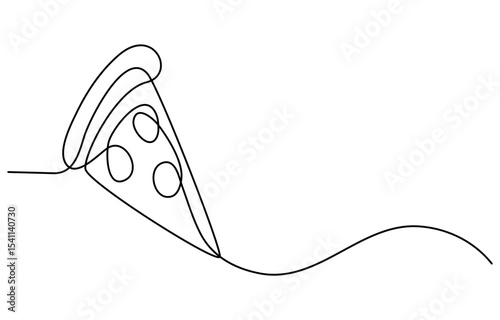 Continuous single one line drawing of delicious sliced cheese pizza design outline vector illustration