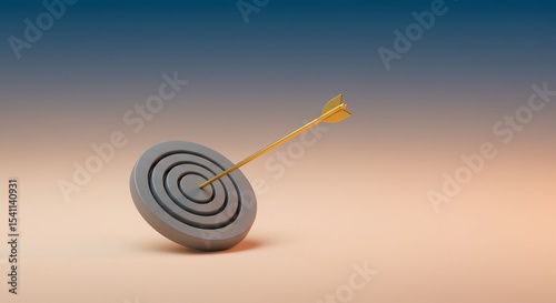 Bullseye: A close-up shot of an arrow embedded in the center of a target, symbolizing precision, focus, and goal achievement.