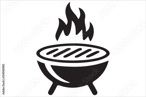 BBQ Grill and Food Silhouette Set – Summer Barbecue Vector Icons.