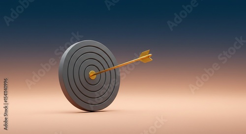 Target Hit: An arrow finds its mark at the bullseye, against a gradient background, symbolizing precise achievement and strategic focus.