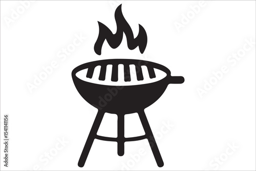 BBQ Grill and Food Silhouette Set – Summer Barbecue Vector Icons.