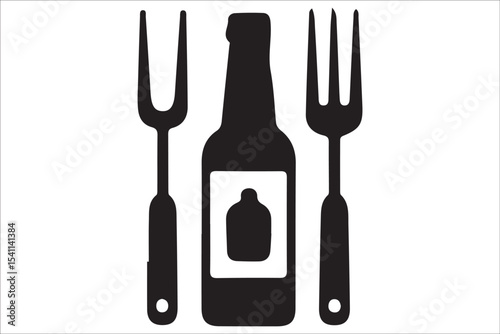 BBQ Grill and Food Silhouette Set – Summer Barbecue Vector Icons.