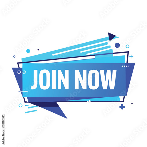 Blue join now graphic element promoting signup and membership opportunity vector illustration
