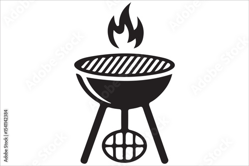 BBQ Grill and Food Silhouette Set – Summer Barbecue Vector Icons.