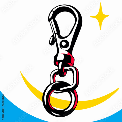 Metal Carabiner Clip with Ring, Keychain Hook