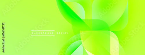Bright green abstract background. Overlapping shapes create dynamic visual effect. Modern design suitable for digital projects.