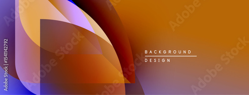 Abstract layers create vibrant orange, blue gradients. Modern design suggests depth, movement, visual interest. Background elements offer clean aesthetic.