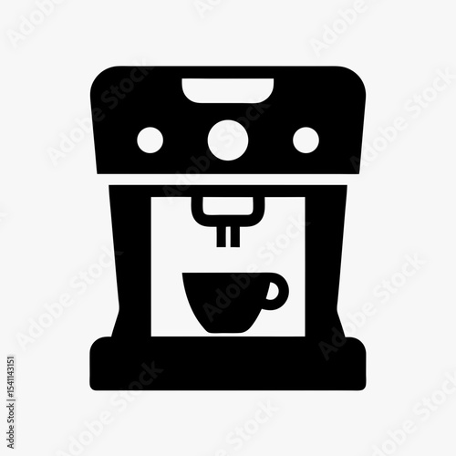 Black coffee machine icon with cup silhouette isolated on white background
