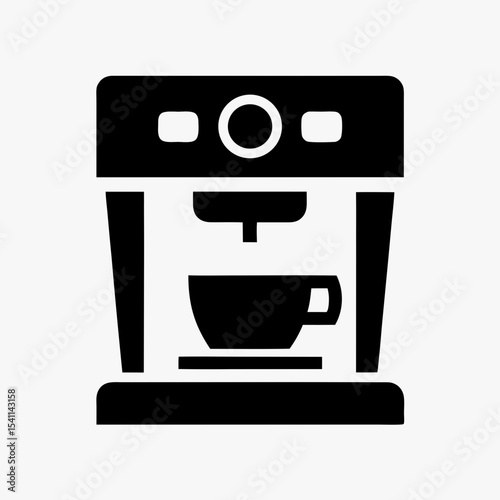 Black coffee machine icon with cup silhouette isolated on white background

