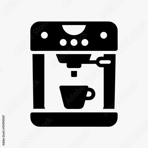 Black coffee machine icon with cup silhouette isolated on white background
