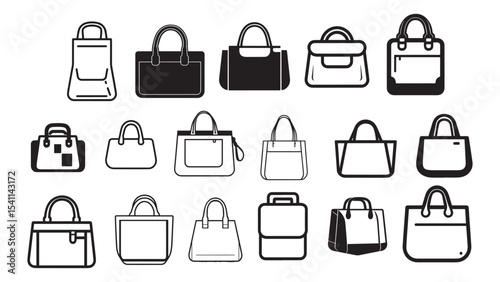 Bag Silhouette Collection Vector Illustration for Fashion Accessories Travel Shopping and Everyday Carry Design Concepts
