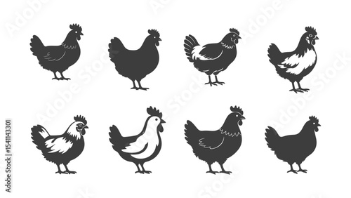 Chicken Silhouette Vector Illustration for Farm, Animal, and Vintage Design Concepts