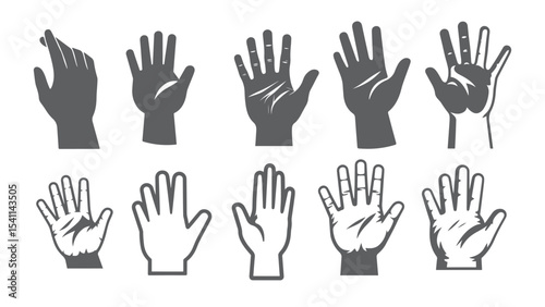 Hand Silhouette Collection Vector Illustration for Gesture Communication and Graphic Design Concepts