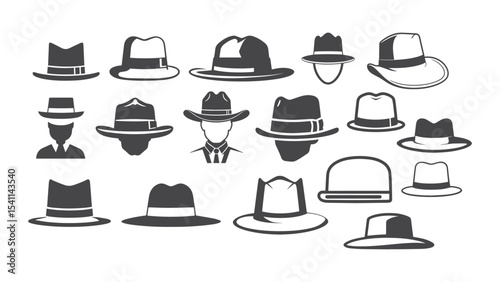 Hat Silhouette Collection Vector Illustration for Fashion Accessory Headwear Costume and Style Design Concepts